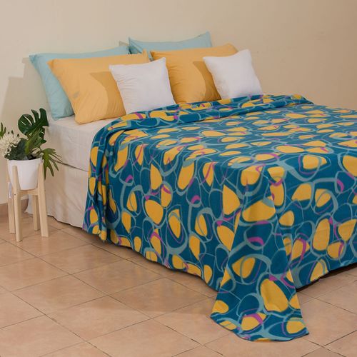 Manta Polar Queen Estampada Hawai  Blue