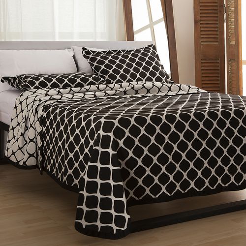 Cubrecama Oro Jacquard Combinado Queen Rombos