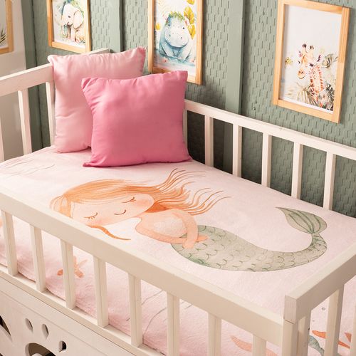 Manta Coral Fleece Cuna Estampada Mermaid