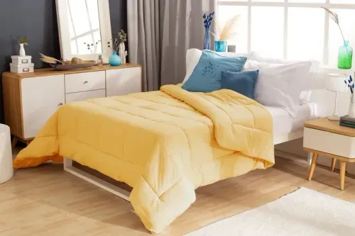 Acolchado Oro Ladrillo Queen Liso